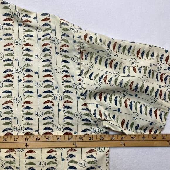 Vintage Orvis Shirt Men's L Beige Short Sleeve Whale All Over Print Button Up - Picture 10 of 12